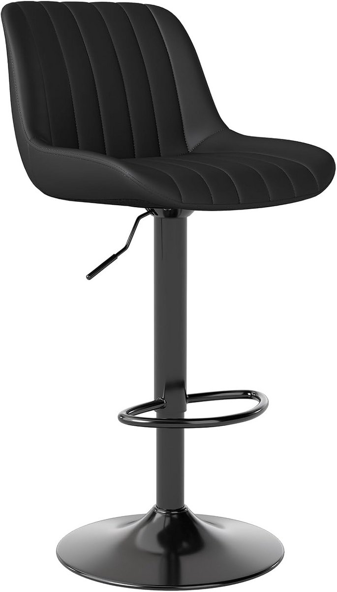 Set van 2 Verstelbare Barkrukken met Draaifunctie en PU-Leren Bekleding
