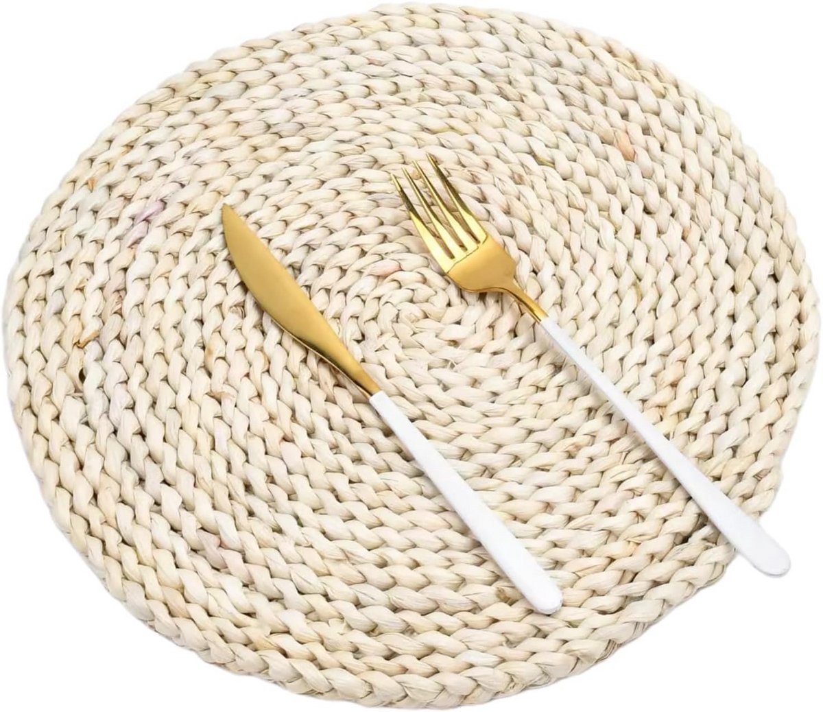 Set van 6 geweven rotan placemats 35 cm - Hittebestendig en wasbaar
