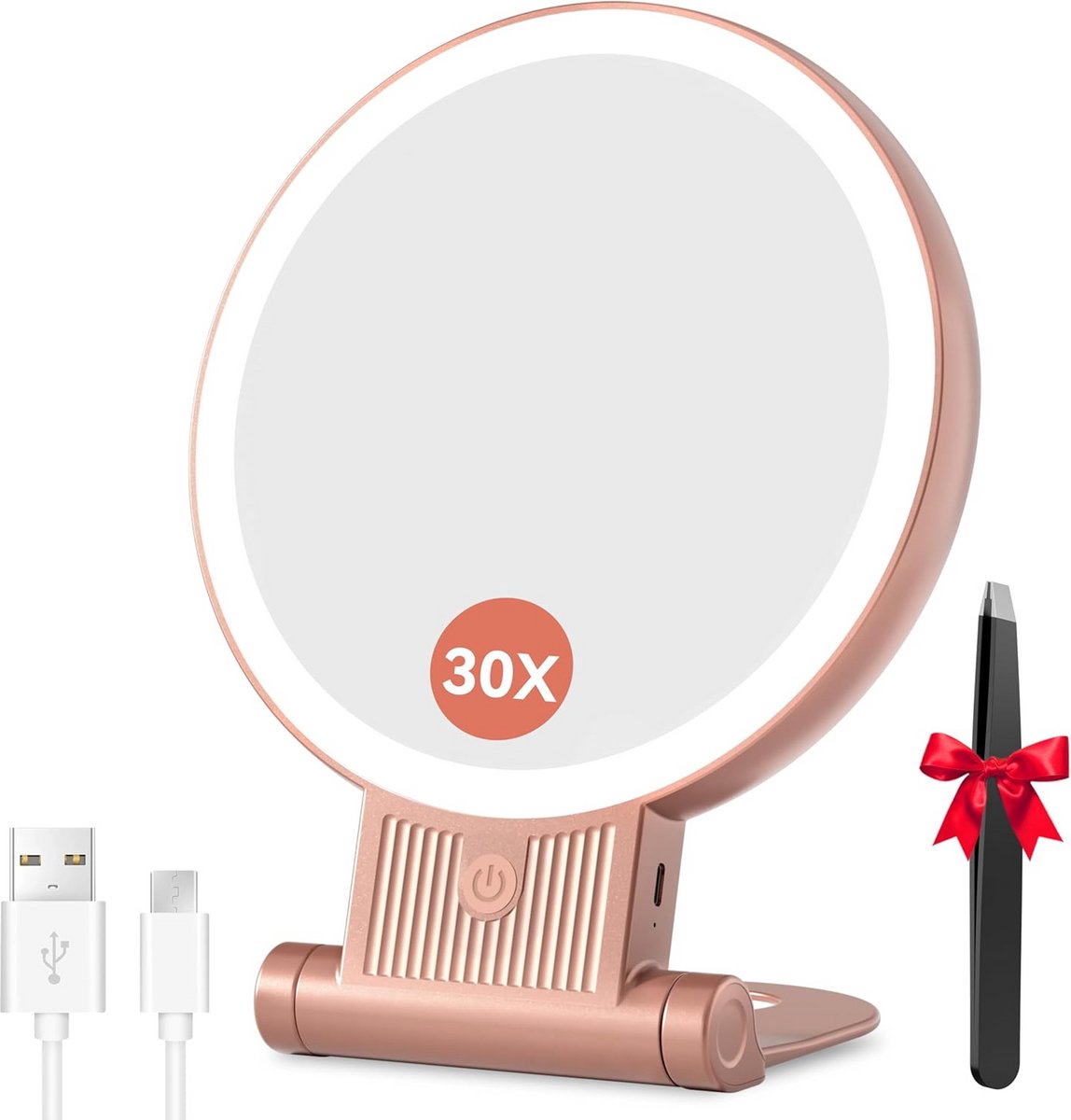 Vergroot Make-up Spiegel met Instelbare LED-Verlichting en Oplaadbare Batterij
