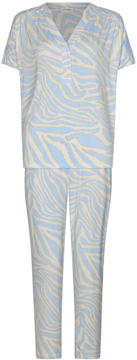 Pastunette Premium - Pyjama - Skyway - EcoVero Viscose - Blauw/Ecru