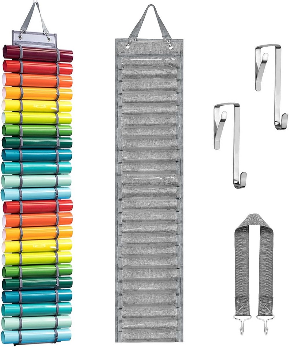 Opberghanger voor Vinylrollen tot 24 Stuks - Wandorganizer voor Hobbyfolie en Cadeaupapier