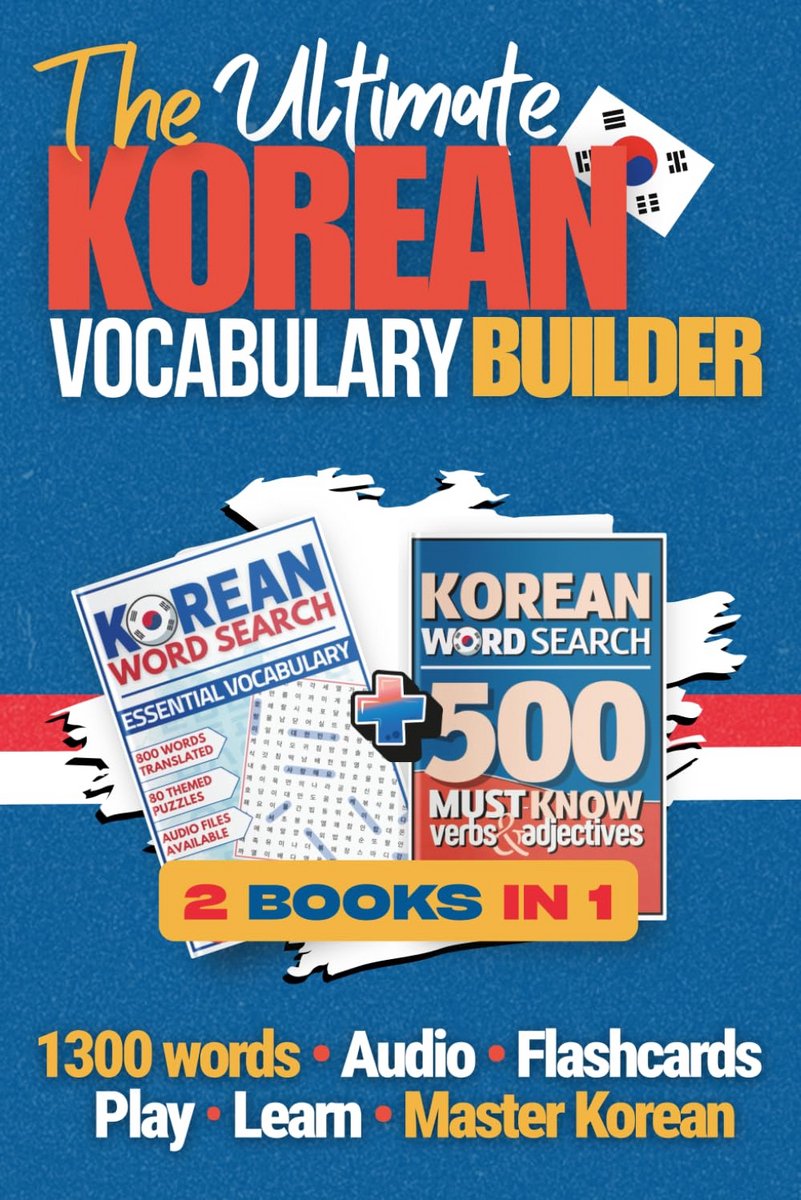 Woordzoekpuzzels Koreaans: 1300 Essentiële Woorden Leren met Audio en Oplossingen
