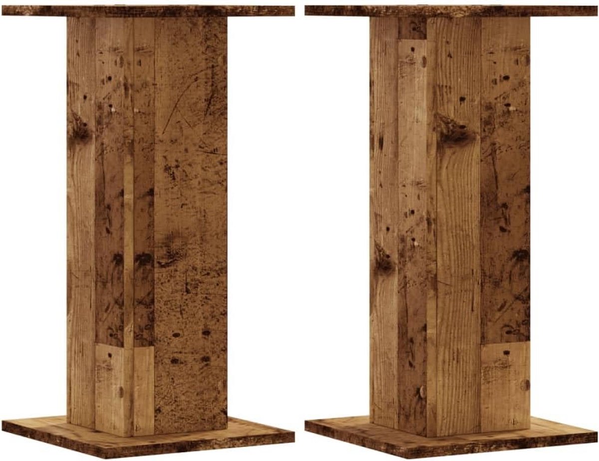 Set van 2 Houten Luidsprekerstandaards Eiken Afwerking voor Moderne Woonkamer