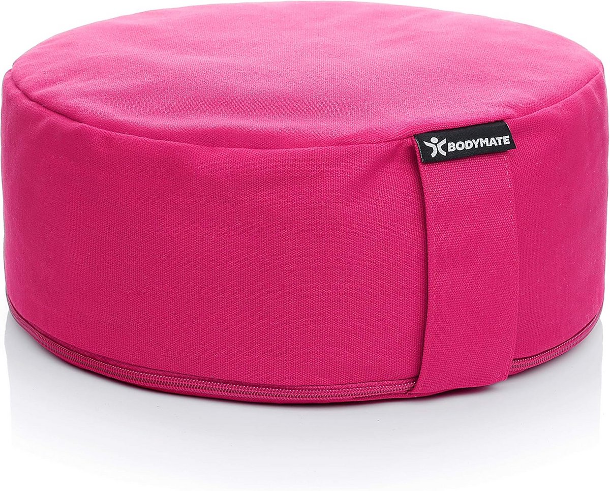 Yogakussen Rond - Meditatiekussen Zitkussen - Ontspannen Meditatie - Natuurlijke Boekweit Vulling - 31 x 13 cm - Roze