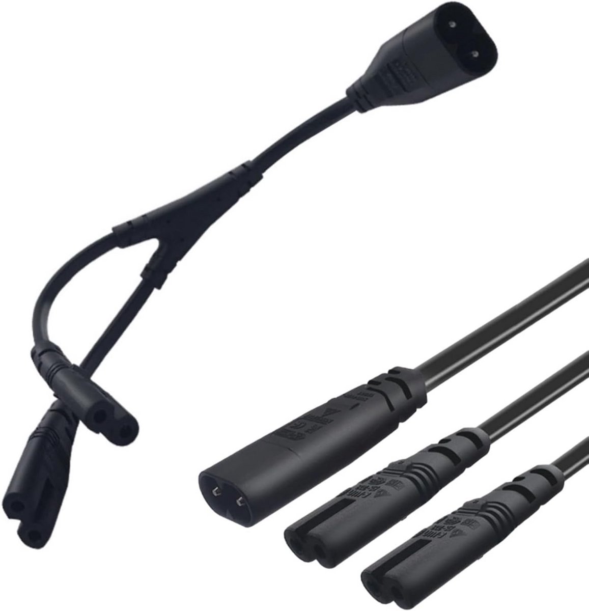 Y-Splitter Netsnoer C8 naar 2x C7 Stroomkabel 30 cm - Universele Wisselstroomadapter