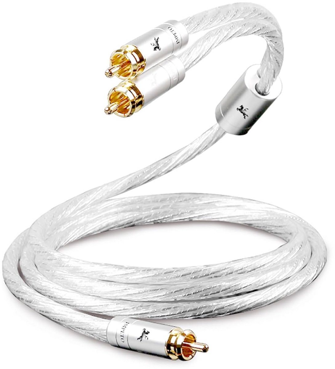 Subwooferkabel 2 Cinch naar 1 RCA Y Kabel voor Audio Versterker en AV-Ontvanger 1m