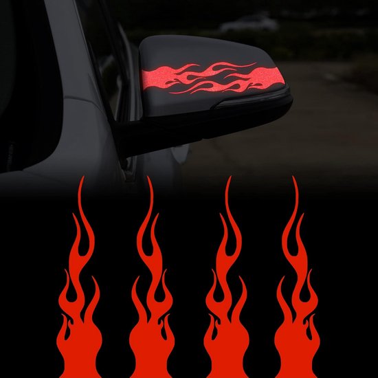 Reflecterende Vlam Stickers 4 Stuks Vinyl Racing Strepen voor Auto's en ...