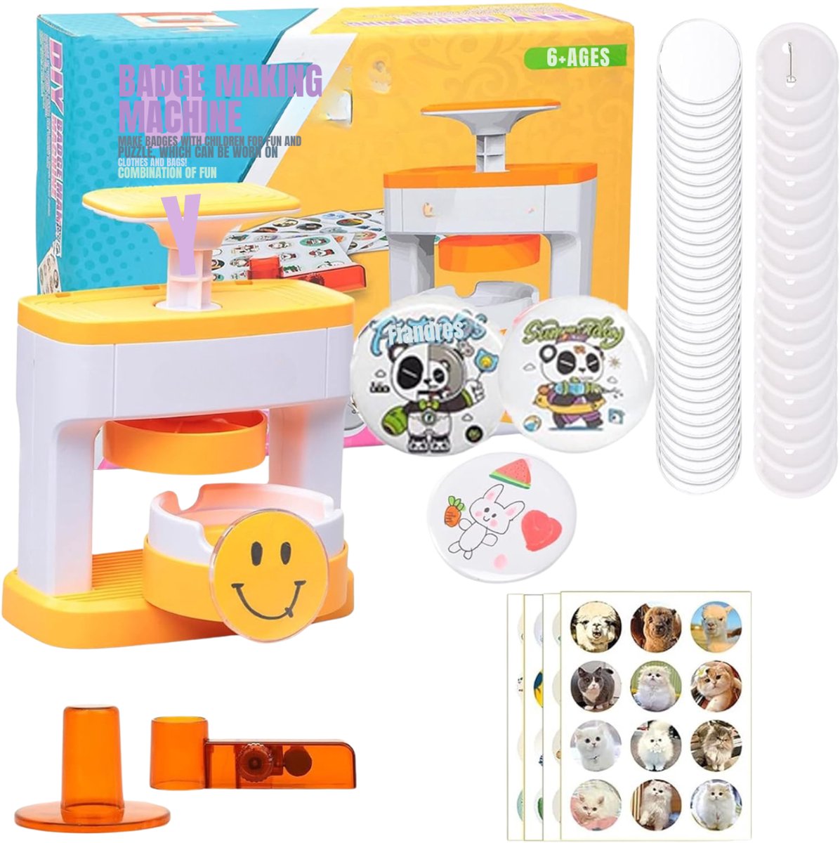 MIRA®Button Maker 55mm – Button Machine – Badge Maker – Buttons Zelf Maken – Geel - 26cm x 21cm x 7cm