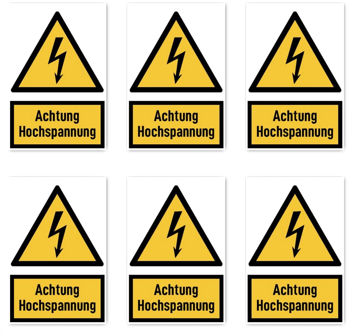 Waarschuwingssticker Hoogspanning (Set van 4) - 150x100 mm - Geel/Zwart Veiligheidslabel