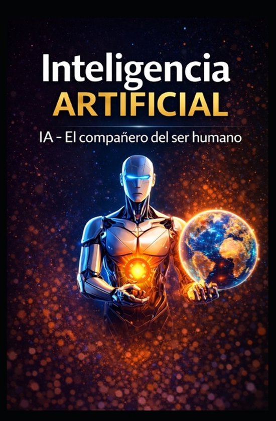 Een boekomslag met de titel 'Inteligencia ARTIFICIAL IA - El compañero del ser humano' en een afbeelding van een robot die de aarde vasthoudt.