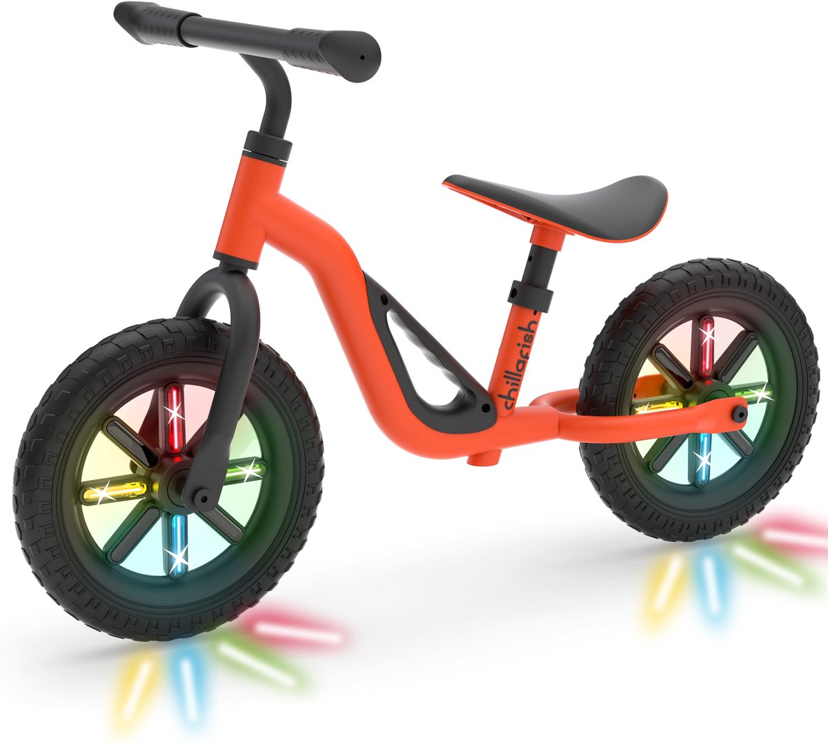 Chillafish Charlie GLOW -  10 inch loopfiets met oplichtende wielen - 18 maanden tot 4 jaar, oranje
