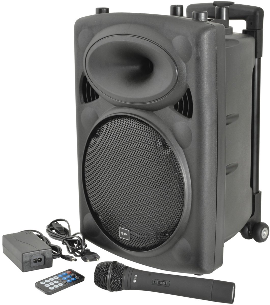 QTX QR10PA Draagbare PA-luidspreker met TWS + UHF USB/SD/FM-BT-mediaspeler met opnamefunctie