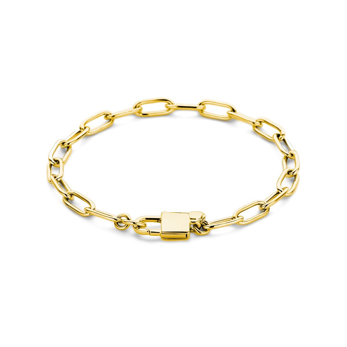 Zilver Verguld (Geel) Armband Paperclip En Slot 18 Cm 3 Micron 2103423