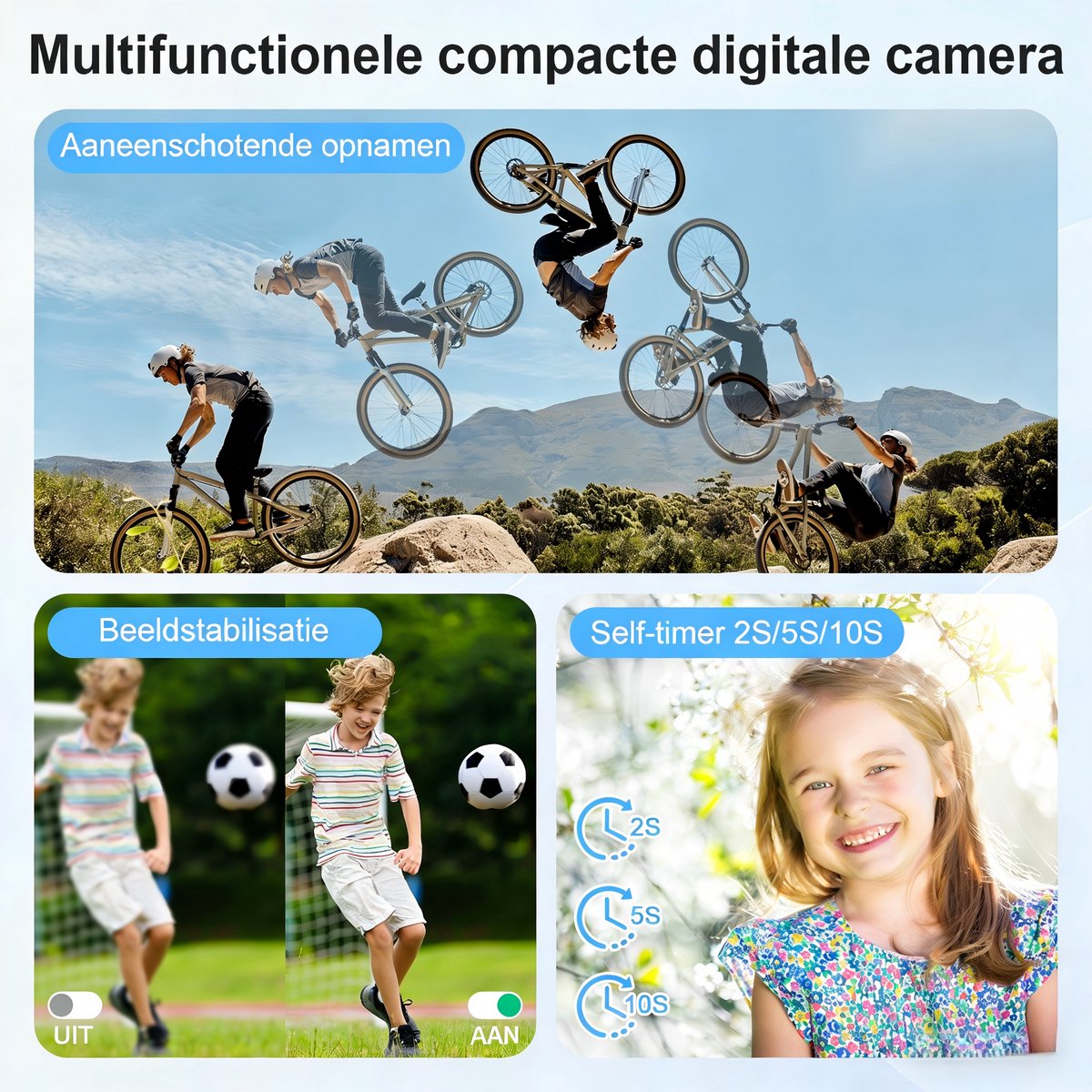 4K Digitale Camera voor Beginners & Kinderen - 48MP Fotocamera met Autofocus - 18X Zoom - Compact Camera met 2.8" Scherm - Inclusief 32GB SD-kaart & Handig Opbergzakje - Zwart thumbnail 6