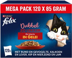Felix Dubbel Zo Lekker in Gelei - Kattenvoer Natvoer - Countryside Selectie - 120 x 85 g