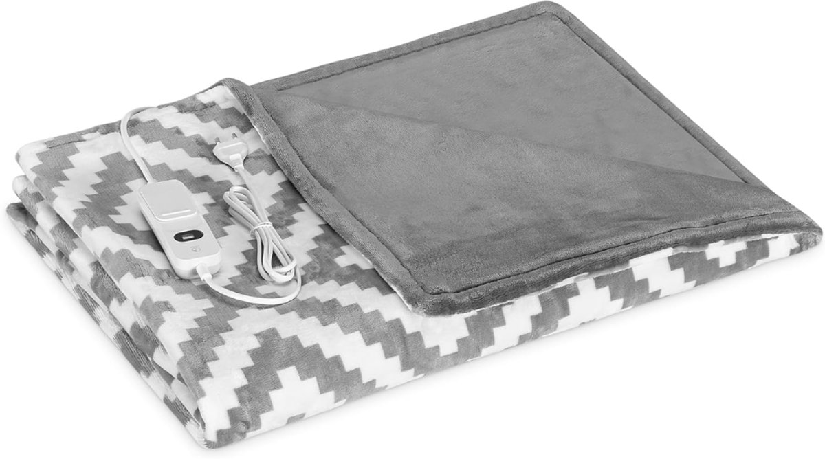 Nexvo® Elektrische Deken 2 Persoons Grijs Wit Geruit 180x130 cm - afbeelding 3