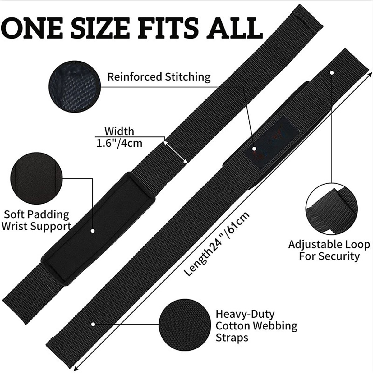 2 sets fitness versterkingsbanden - polsbanden voor gewichtheffen, deadlift, krachttraining - trainingsbanden, voor mannen en vrouwen, sportondersteuningsbanden, pull-up/dumbbell anti-slip en slijtvast, zwart - stijl 3 – foto 6