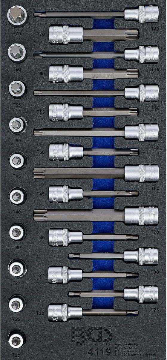 Dopsleutelbitset T-Profiel (Torx) 26-Delig voor 1/2 Inch Aandrijving