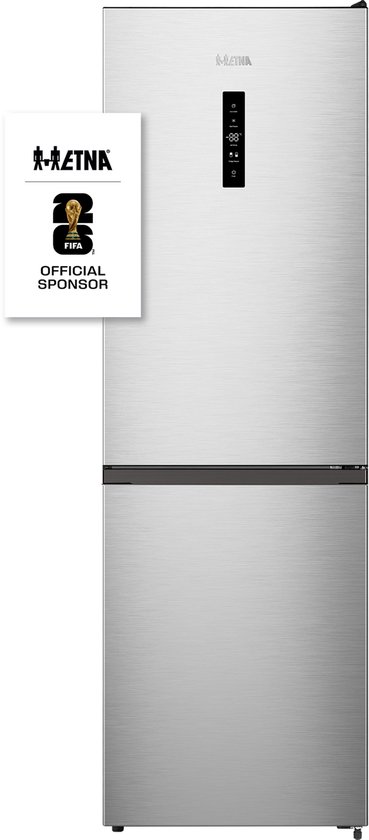 ETNA KCV385NRVS koel-vriescombinatie - Vrijstaand 304 l - Energieklasse C - Roestvrijstaal - No-Frost Plus - FastFreeze - MultiFlow 360° - LED verlichting - invriescapaciteit 6 kg/24h