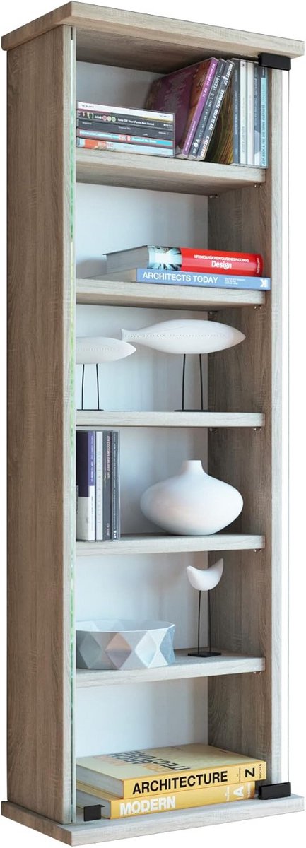 Wandkast voor CD DVD en VHS met Glazen Deur Sonoma Eiken Houtlook