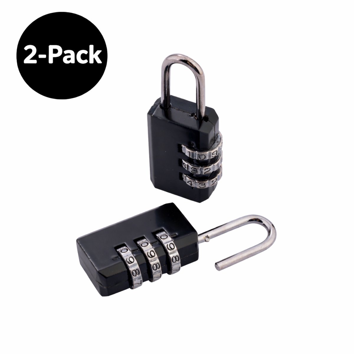 Hangslot met Cijferslot 3-Cijferig – Set van 2 – Metalen Codeslot – Voor Koffer, Tas en Kluisje