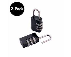 Hangslot met Cijferslot 3-Cijferig – Set van 2 – Metalen Codeslot – Voor Koffer, Tas en Kluisje