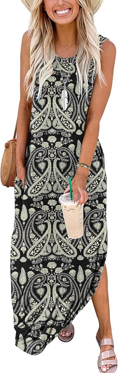 Lange Zomerjurk Dames Mouwloos Strandjurk Maxi Jurk