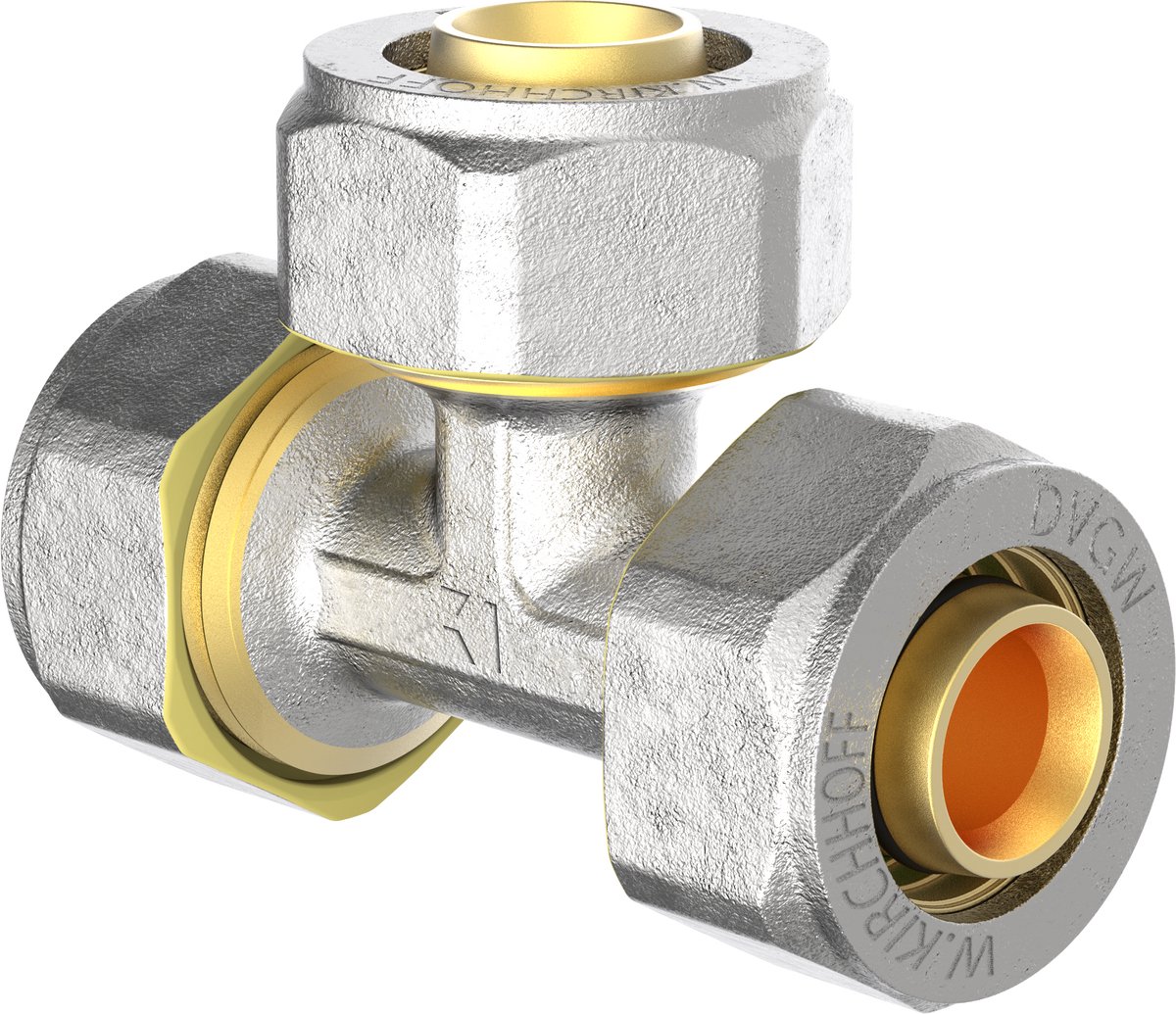 KIRCHHOFF MS T-stuk, blanco, 16 mm, knelfitting voor meerlagen buis