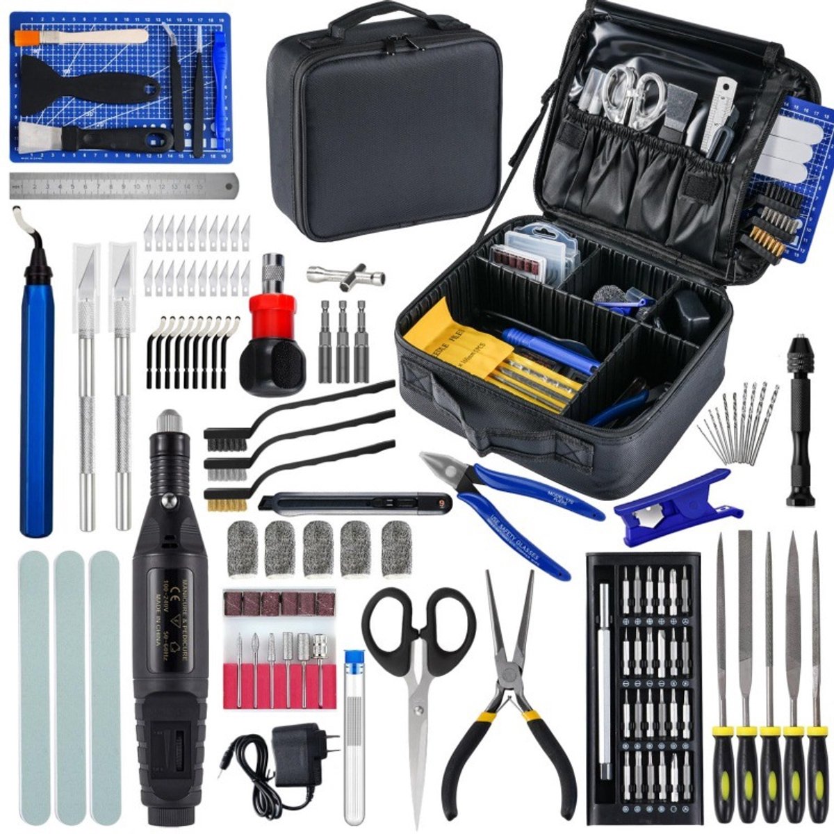 124-delige 3D-printergereedschapsset, 3D-printaccessoires, 3D-printgereedschap, 3D-printerspuitmondreinigingsset, 3D-printtang, pincet, vijl, ontbraamgereedschap, trim- en slijpgereedschapsset