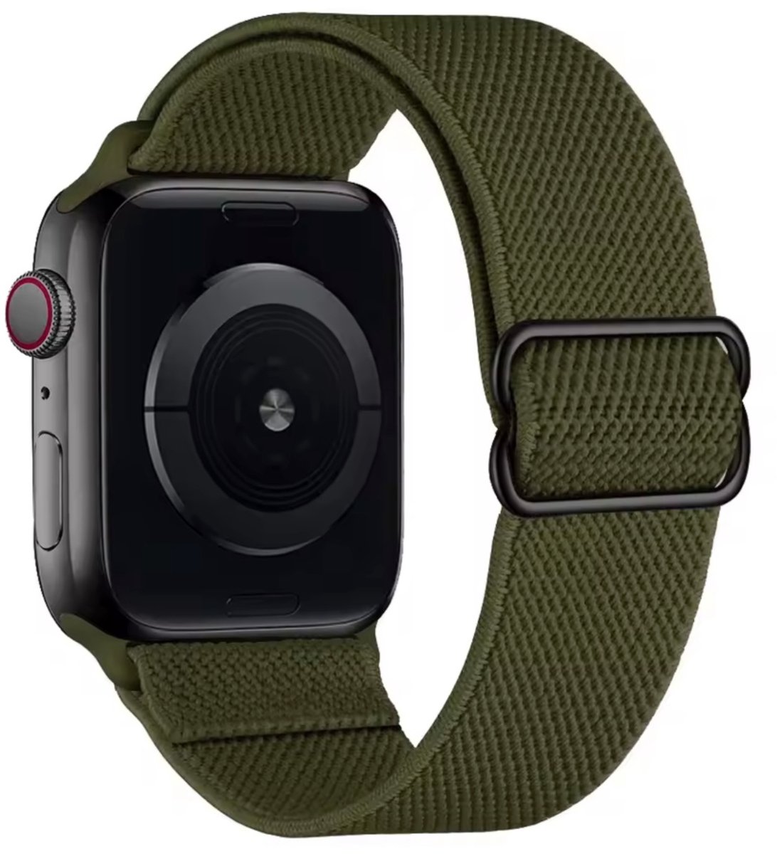 MY PROTECT - Nylon Bandje - Geschikt Voor Apple Watch Bandje - Series 1/2/3/4/5/6/7/8/9/10/11/SE/Ultra - 44mm - 45mm - 46mm - 49mm - Nylon Band - Olijf Groen
