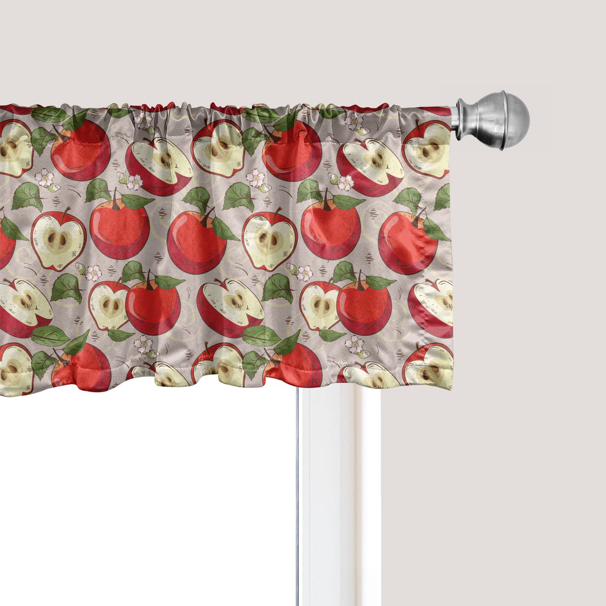 ABAKUHAUS Fruit Raamvalletje, Gordijnvalletje voor Keuken en Slaapkamer Decoratie met Tunnelzoom, 137 cm x 45 cm, Groen Vermiljoen