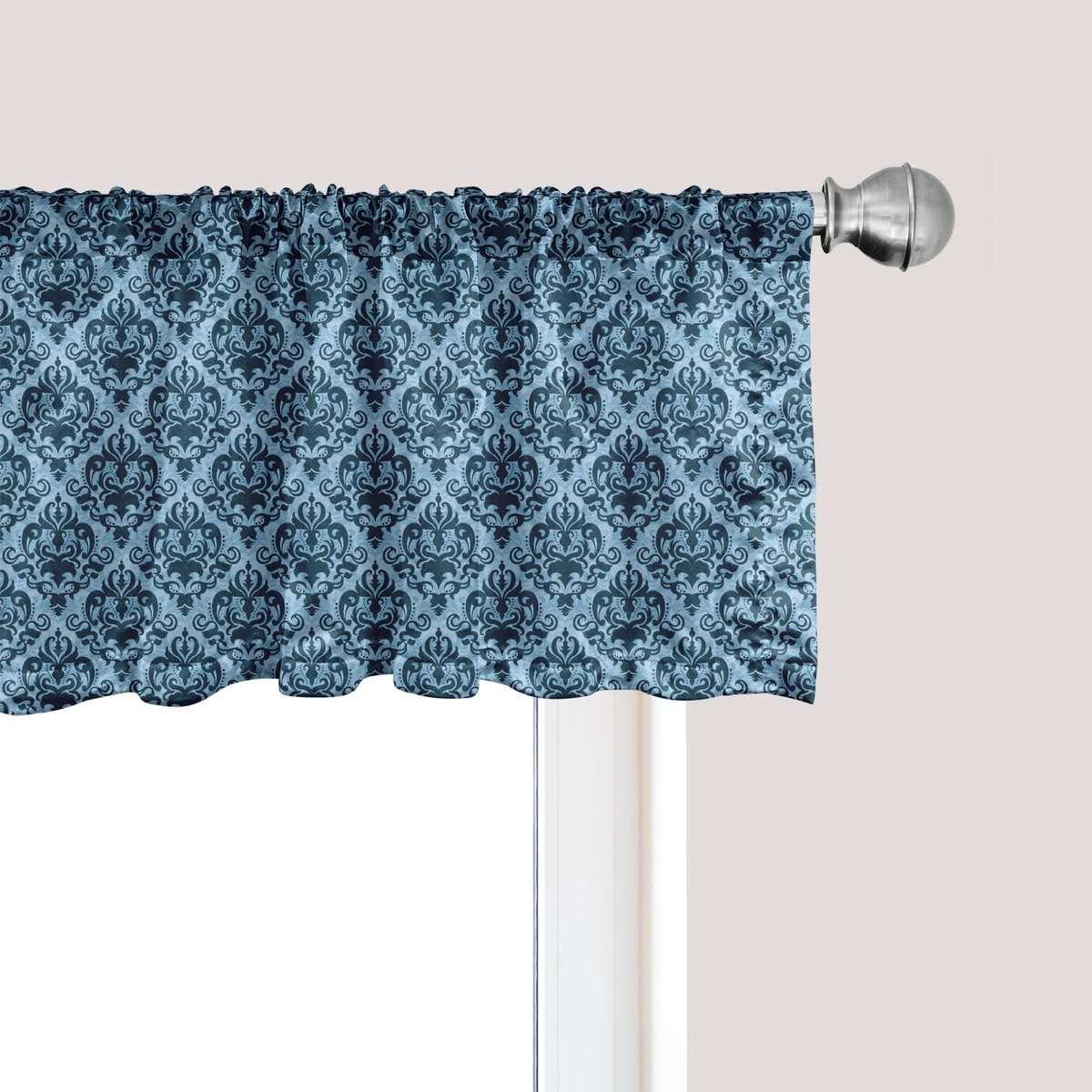 ABAKUHAUS Damast raamvalletje, gordijnvalletje voor keuken en slaapkamer met tunnelzoom, 137 cm x 45 cm, donkerpaarsblauw