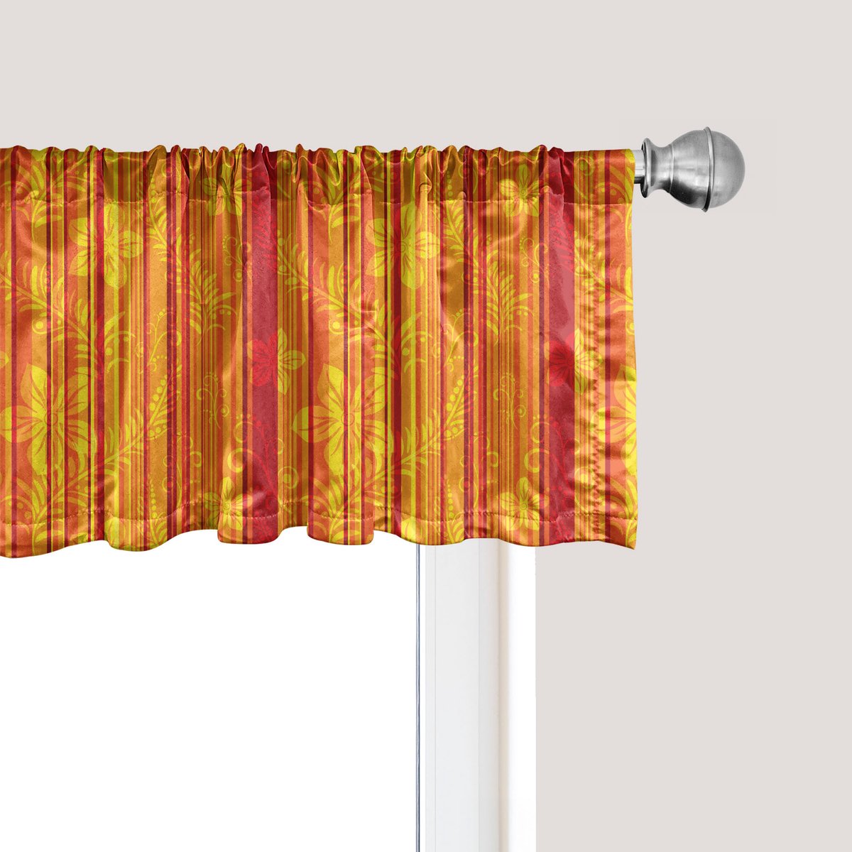 ABAKUHAUS Oranje raamvalletje, gordijnvalletje voor keuken en slaapkamer met tunnelzoom, 137 cm x 30 cm, oranjegeel