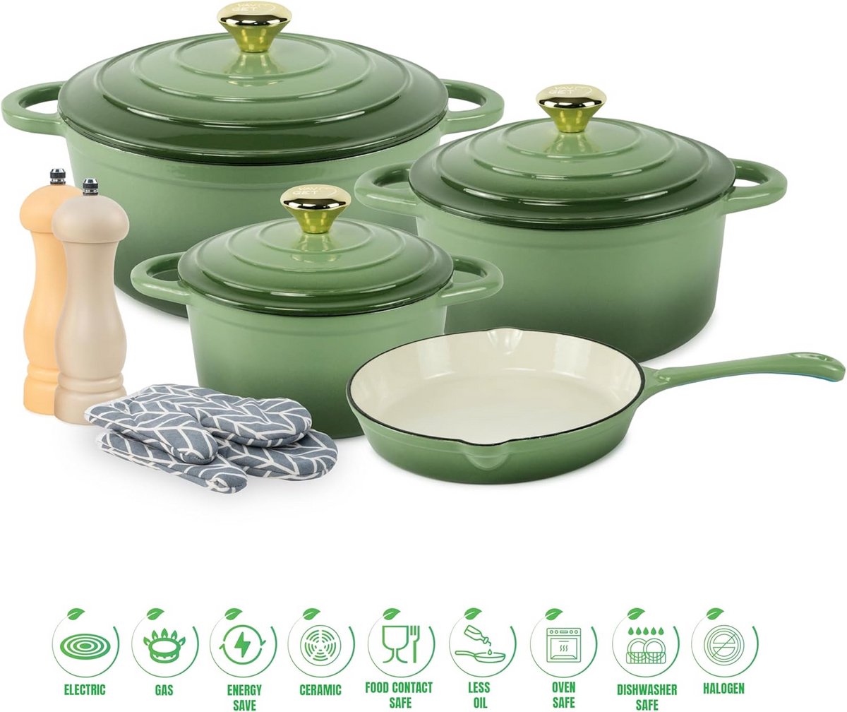 Gietijzeren kookset met non-stick emaille 7-delig