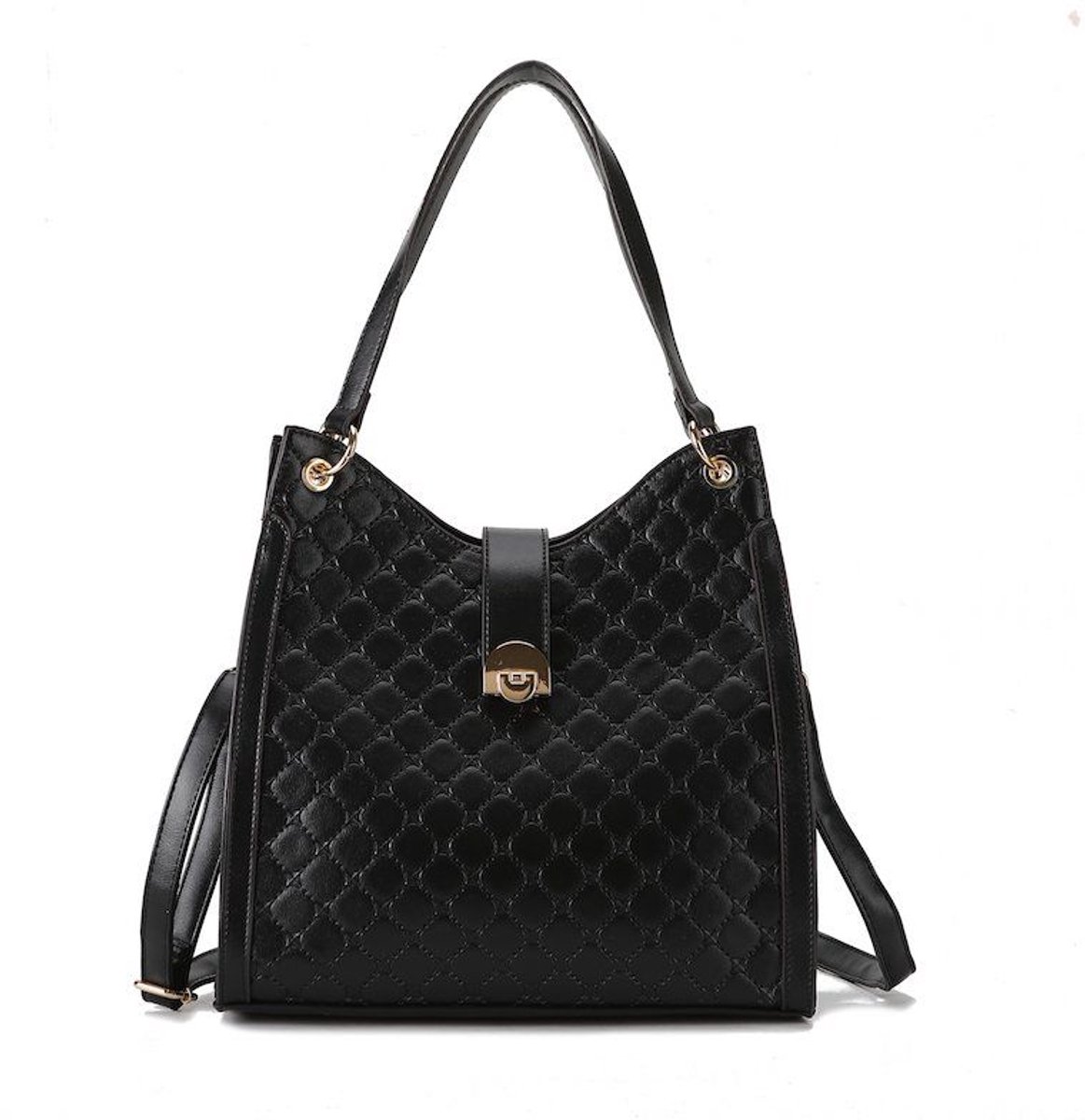 Gussaci - Handtas - Schoudertas & Crossbody Tas Dames – PU Leer – Zwart – Verstelbare Schouderriem – 31 x 30 x 11 cm