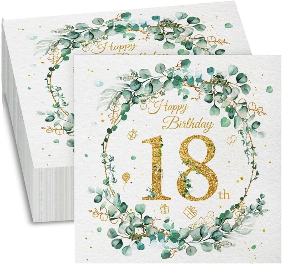 Servetten 18e Verjaardag Eucalyptus Groen - 40 Stuks Feestdecoratie