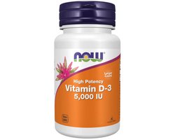 Vitamine D-3 - 5000 IU en 125 mcg - hoog gedoseerd - zonder gentechnologie - glutenvrij - sojafvrij - 240 softgels - NOW Foods