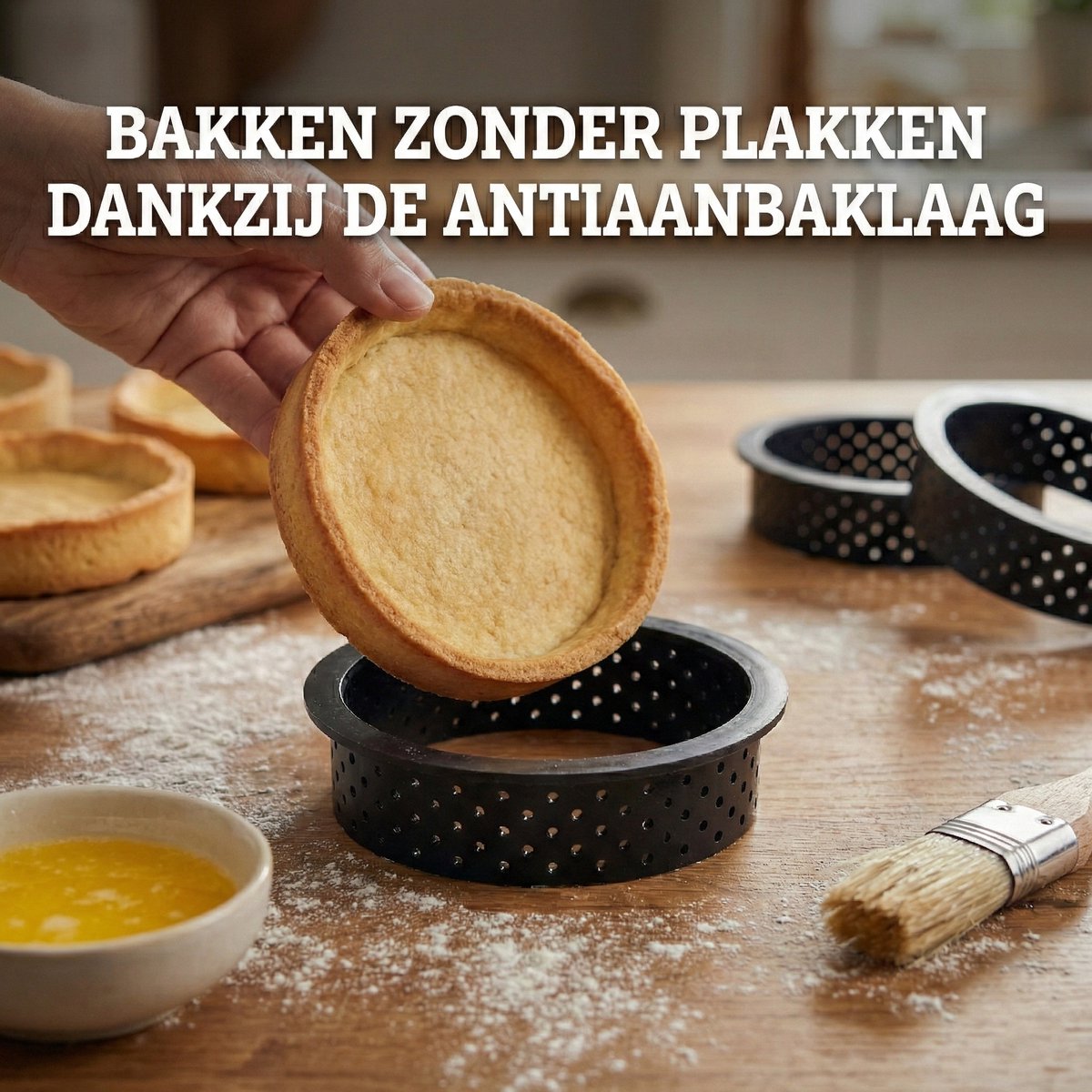 QNLEMON Siliconen bakvorm, rond, 12 stuks, herbruikbare mini-taartvorm, antiaanbaklaag, taartvorm, gebak, bakvormen, fruittaart, quiche vormen