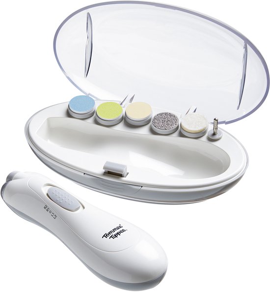 Tommee Tippee - Elektrische baby-nagelvijltrimmer - op batterijen werkende nagelknipper voor baby's - met ledlicht en zes vijlkoppen voor nagels van baby's en volwassenen