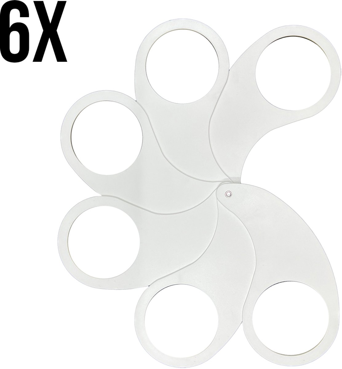 6 stuks - Hold Ub bekerhouder festival - Cupkeeper - Cupholder - Bierhouder - Draagtray - Bierwaaier - 6 bekers - 6 cm - wit