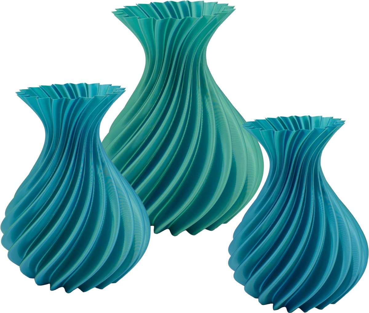 Lovora Veluro design vaas – Decoratieve vaas - Blauw / Groen - 3d geprinte vaas – geschikt voor droogbloemen - 25CM