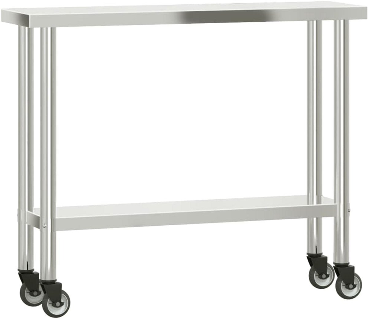 Professionele Werktafel Keuken met Wielen - RVS Werkbank