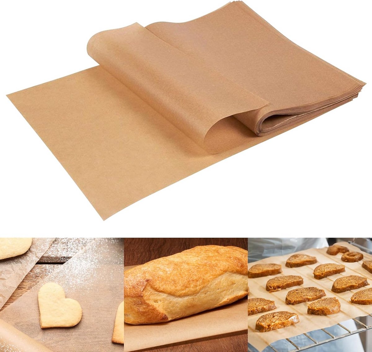 100 vellen bakpapier, natuurlijk siliconen oliepapier, barbecue antiaanbak stoompapier, airfryer bakpapier, bakpapier 20x30 cm