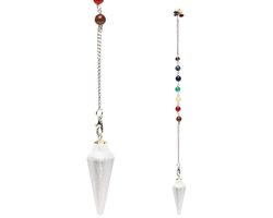 Pendel seleniet druppelvormig + chakra ketting – 4 cm