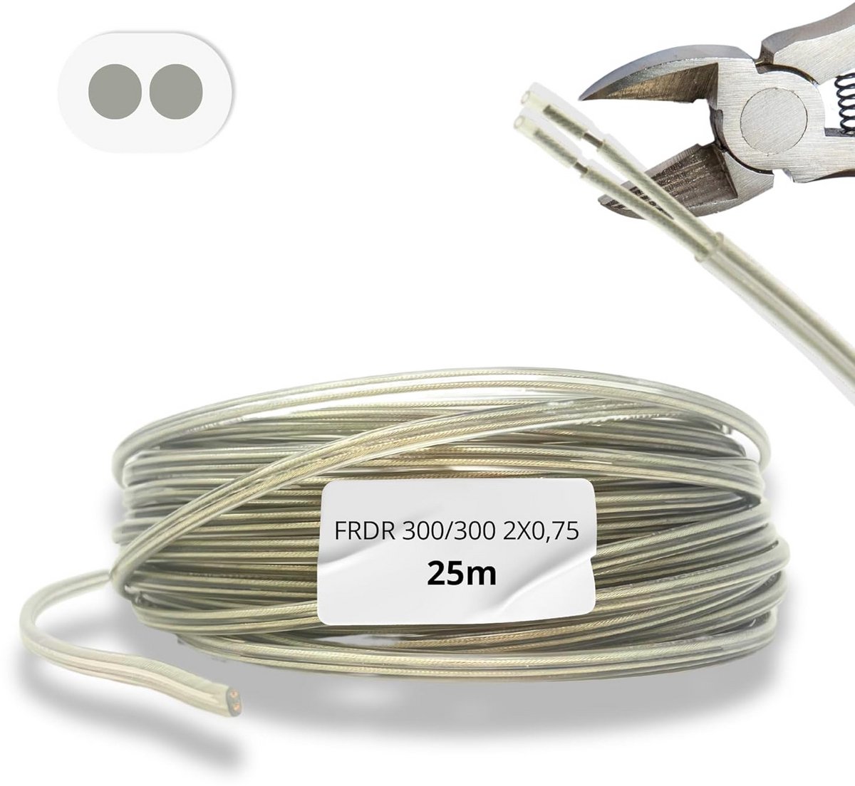 25 Meter Elektrische Kabel 2 Aderen 2x0.75 mm² Platte Installatiekabel
