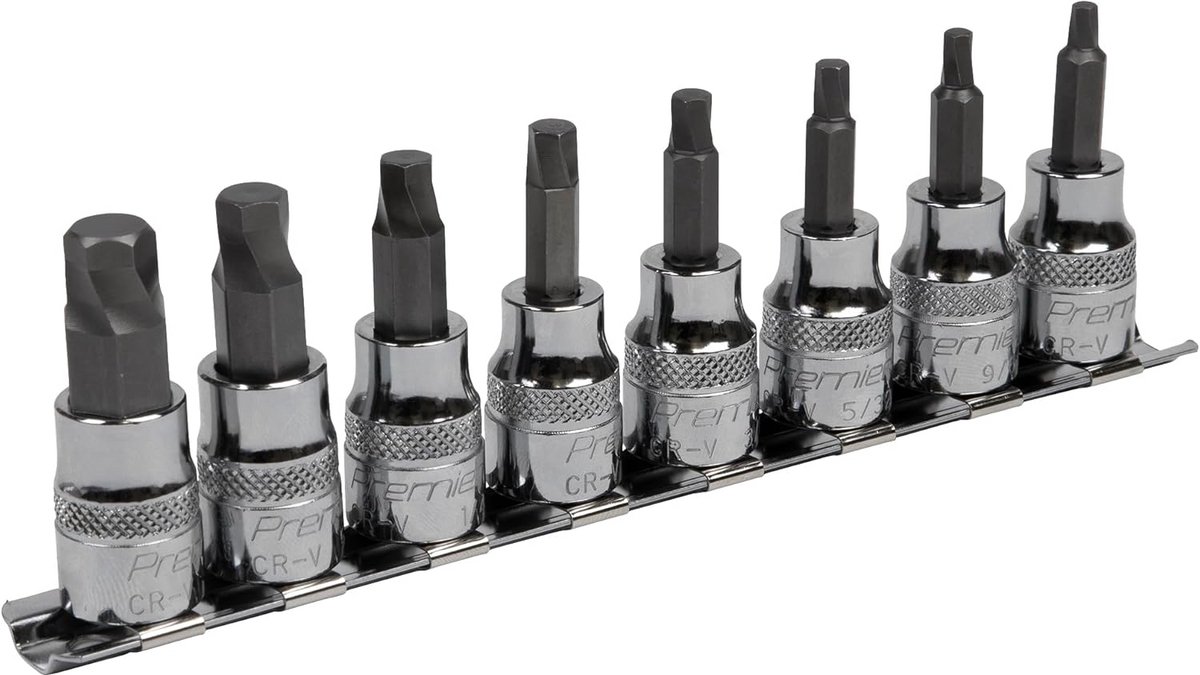 8-delige Inbus Bit Set 3/8" Vierkante Aandrijving - Maten Imperial