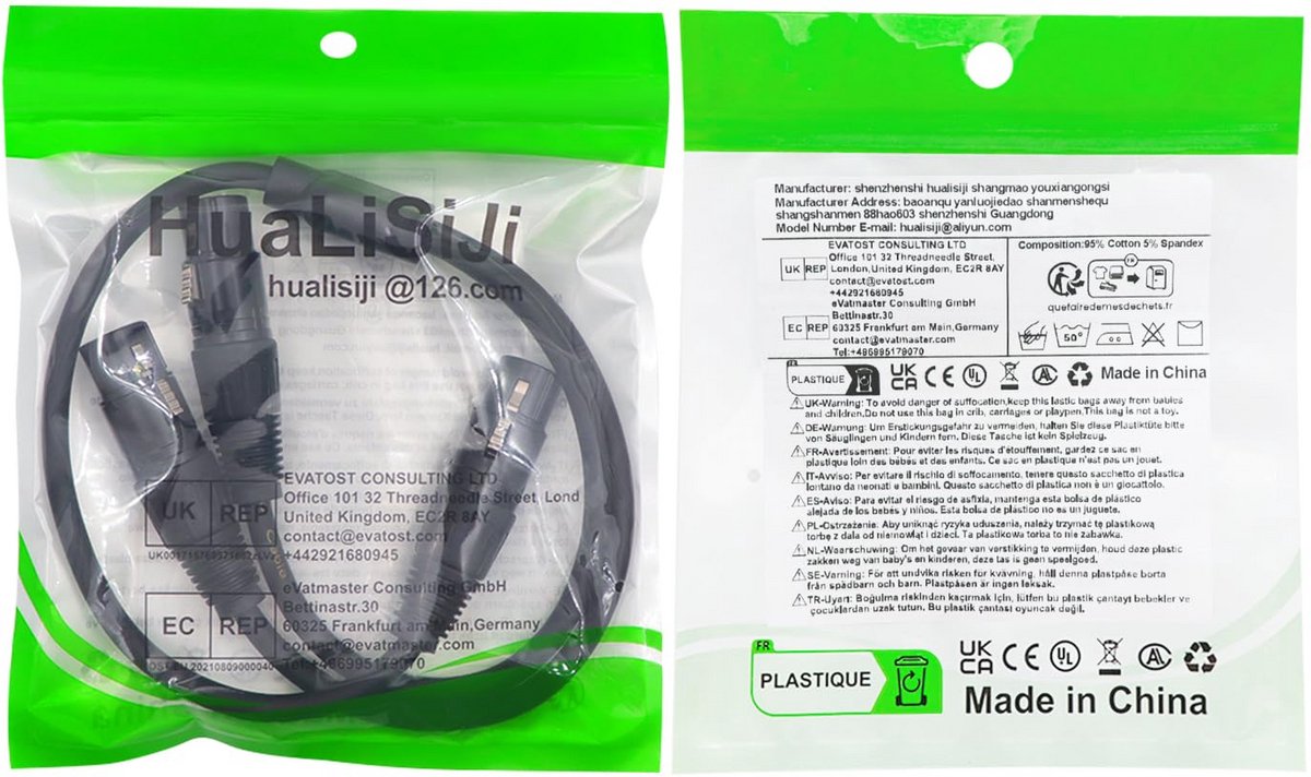 XLR Splitter Kabel 1x Vrouwelijk naar 2x Mannelijk Audio Y-Verdeler 0,5m