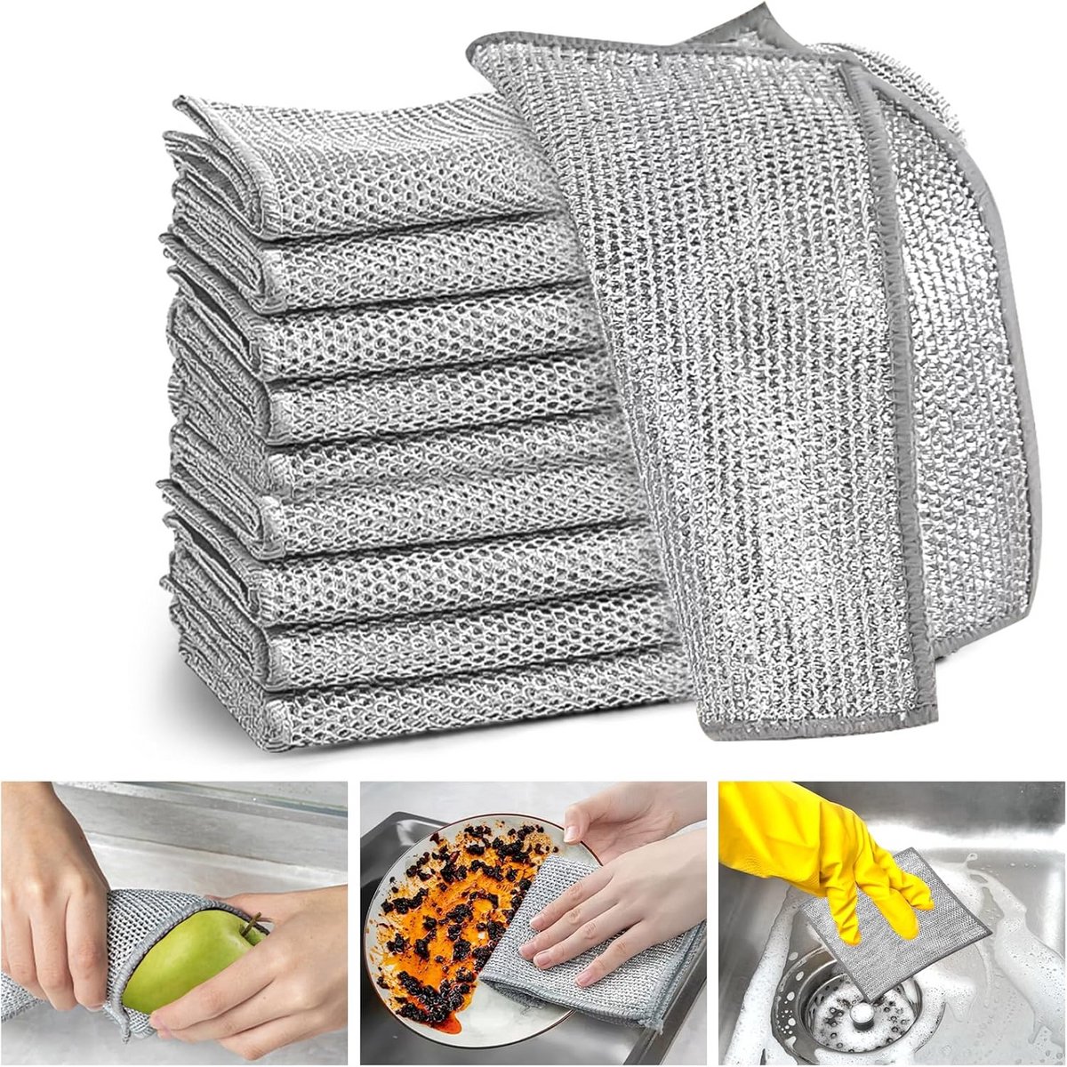 Multifunctionele Schoonmaakdoeken - Krachtige Draadstructuur voor Keuken en Meer (8 Stuks)