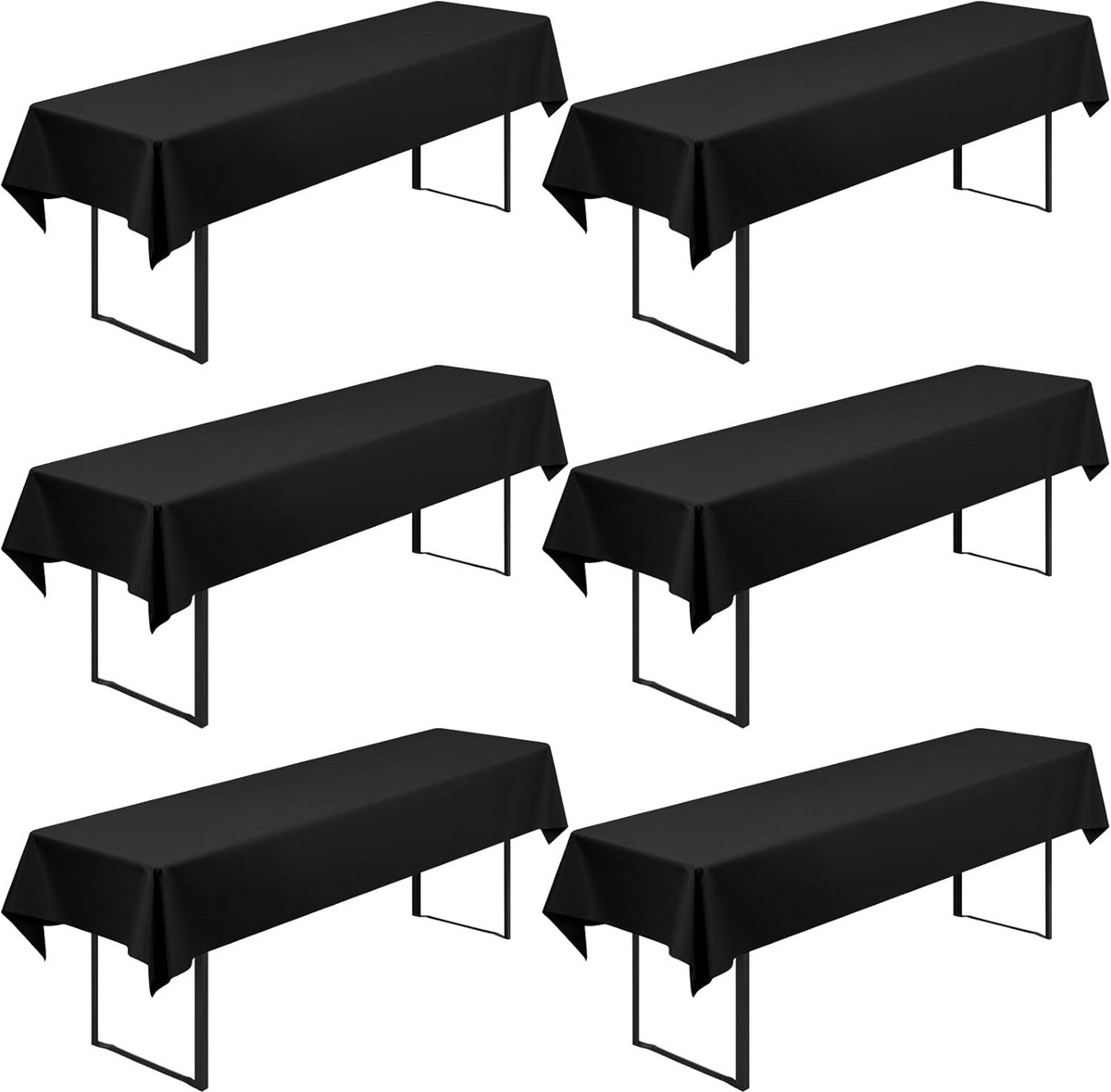 Set van 6 Universele Tafelhoezen voor Bier- en Partytenten (Zwart)