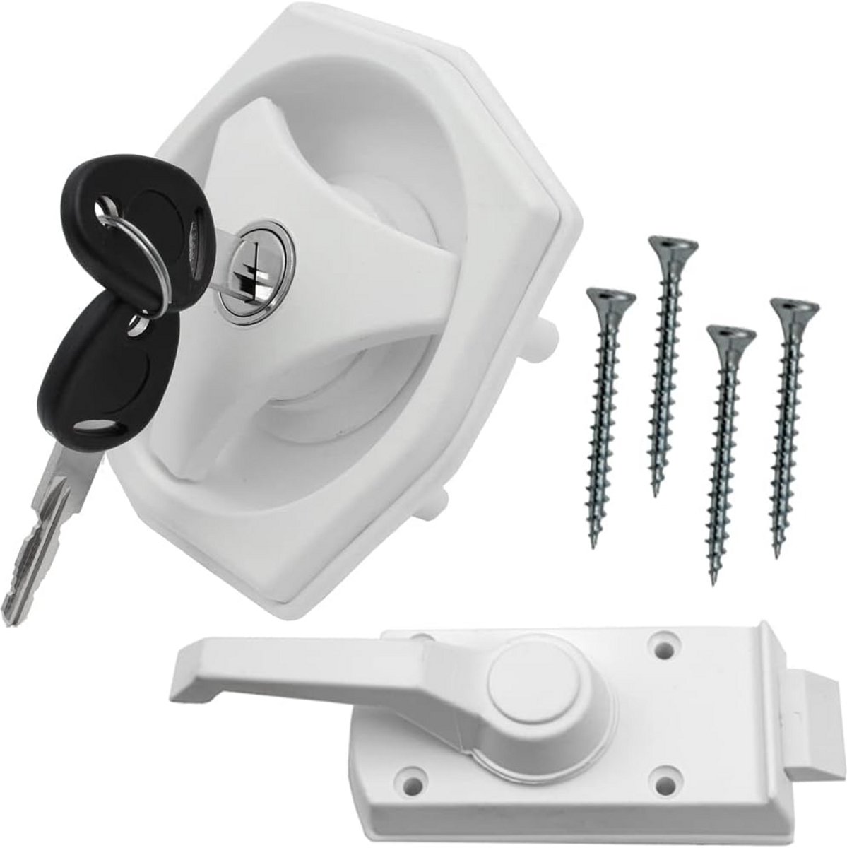 Universeel Deurslot met Cilinder voor Caravan, Camper en Boot - Wit